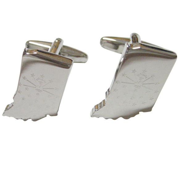 Indiana State Map Shape and Flag Design Cufflinks - Picture 1 of 2